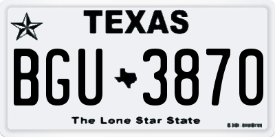 TX license plate BGU3870