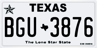 TX license plate BGU3876
