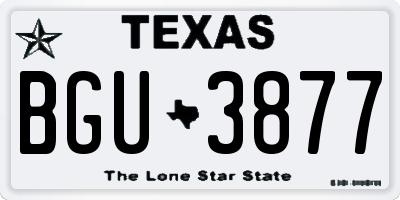 TX license plate BGU3877