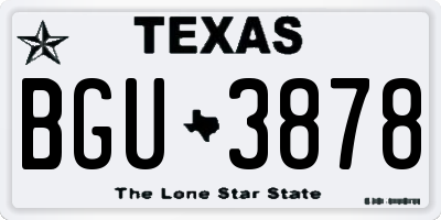 TX license plate BGU3878