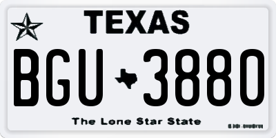 TX license plate BGU3880