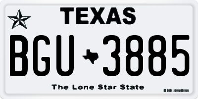 TX license plate BGU3885
