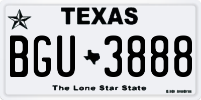 TX license plate BGU3888