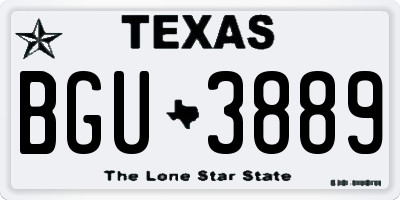 TX license plate BGU3889