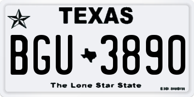 TX license plate BGU3890