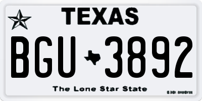 TX license plate BGU3892
