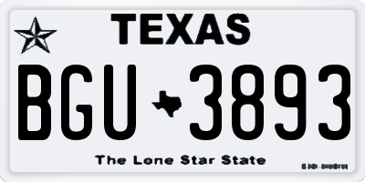 TX license plate BGU3893