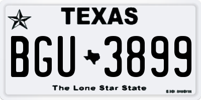 TX license plate BGU3899