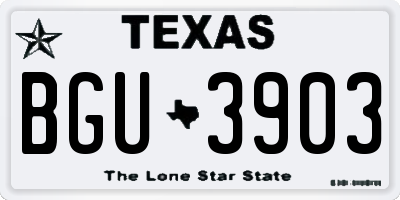 TX license plate BGU3903