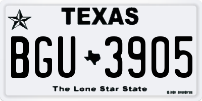 TX license plate BGU3905