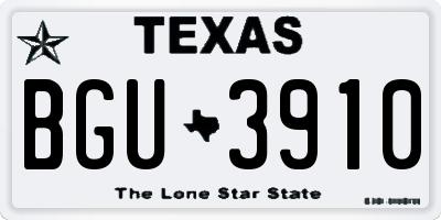 TX license plate BGU3910