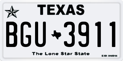 TX license plate BGU3911