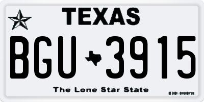 TX license plate BGU3915