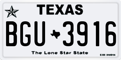 TX license plate BGU3916