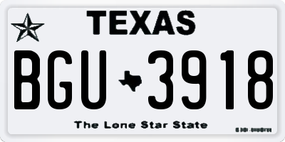 TX license plate BGU3918