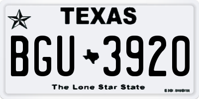 TX license plate BGU3920