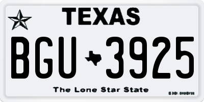TX license plate BGU3925