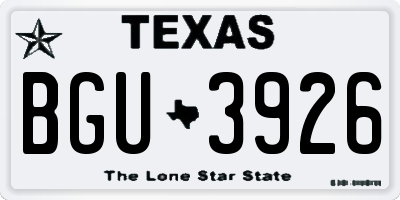 TX license plate BGU3926