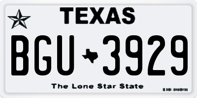 TX license plate BGU3929