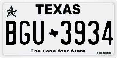TX license plate BGU3934