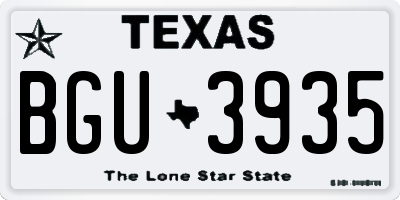 TX license plate BGU3935