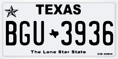 TX license plate BGU3936