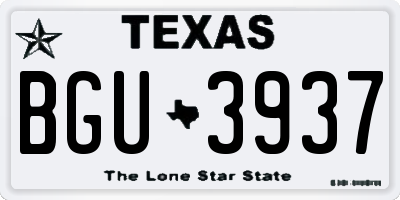 TX license plate BGU3937