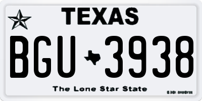 TX license plate BGU3938