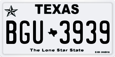 TX license plate BGU3939