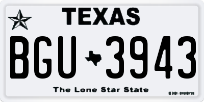 TX license plate BGU3943