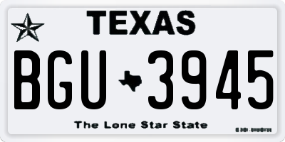 TX license plate BGU3945