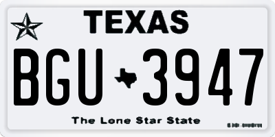 TX license plate BGU3947