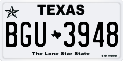 TX license plate BGU3948