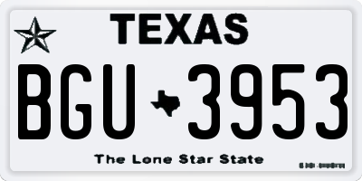 TX license plate BGU3953