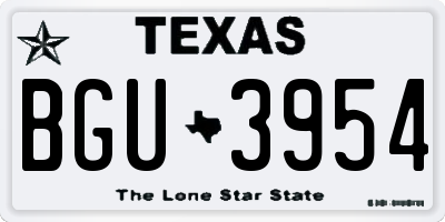 TX license plate BGU3954