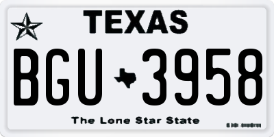 TX license plate BGU3958