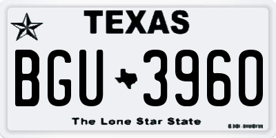 TX license plate BGU3960