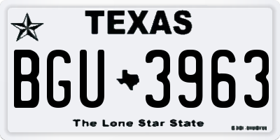 TX license plate BGU3963