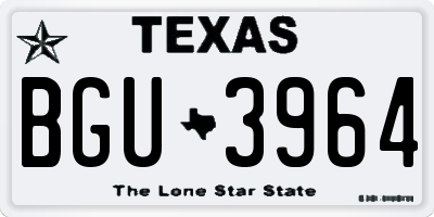 TX license plate BGU3964