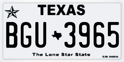 TX license plate BGU3965