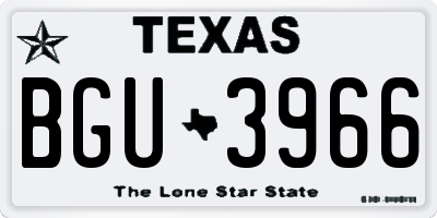 TX license plate BGU3966