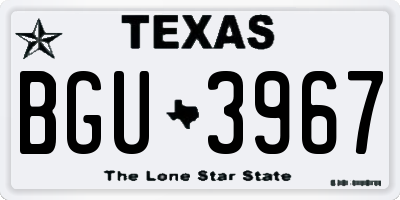 TX license plate BGU3967