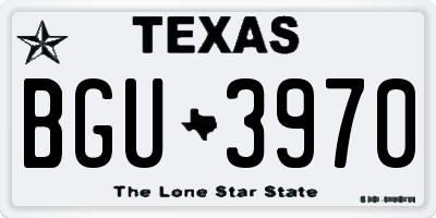 TX license plate BGU3970