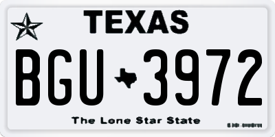 TX license plate BGU3972
