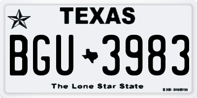 TX license plate BGU3983