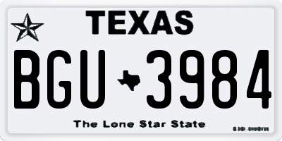 TX license plate BGU3984