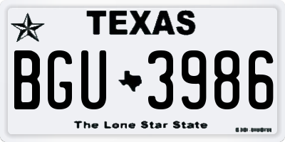 TX license plate BGU3986