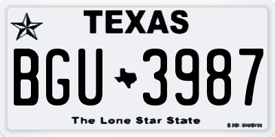 TX license plate BGU3987