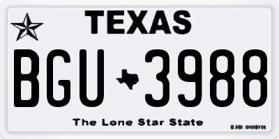 TX license plate BGU3988