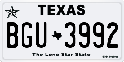 TX license plate BGU3992